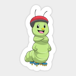 Caterpillar as Inline skater with Roller skates Sticker